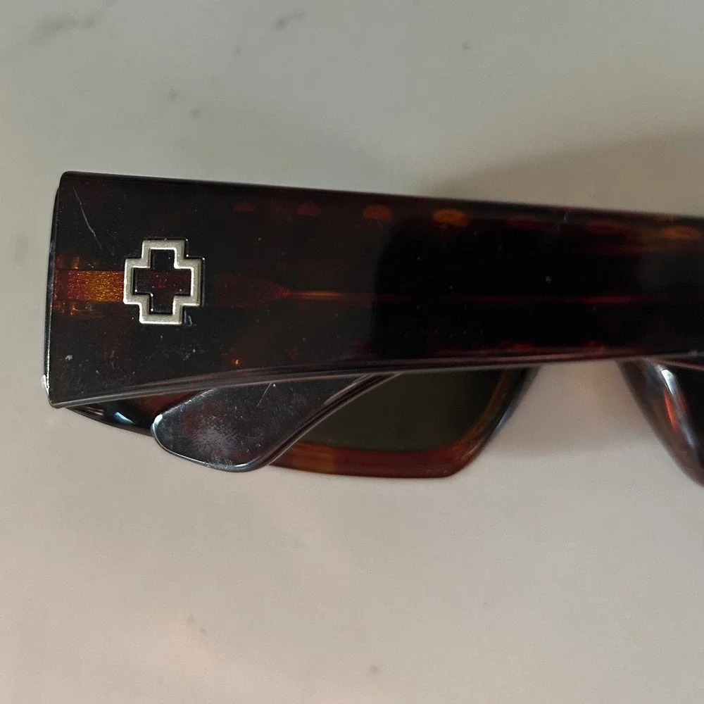 Spy Optic D5 Sunglasses Dark Tortoise Wrap Around Rectangular Made in Italy